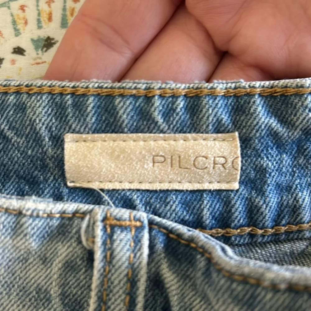 Anthropologie Pilcro Ultra HR Patchwork‎ Light Denim Bermuda Shorts 29 Retro